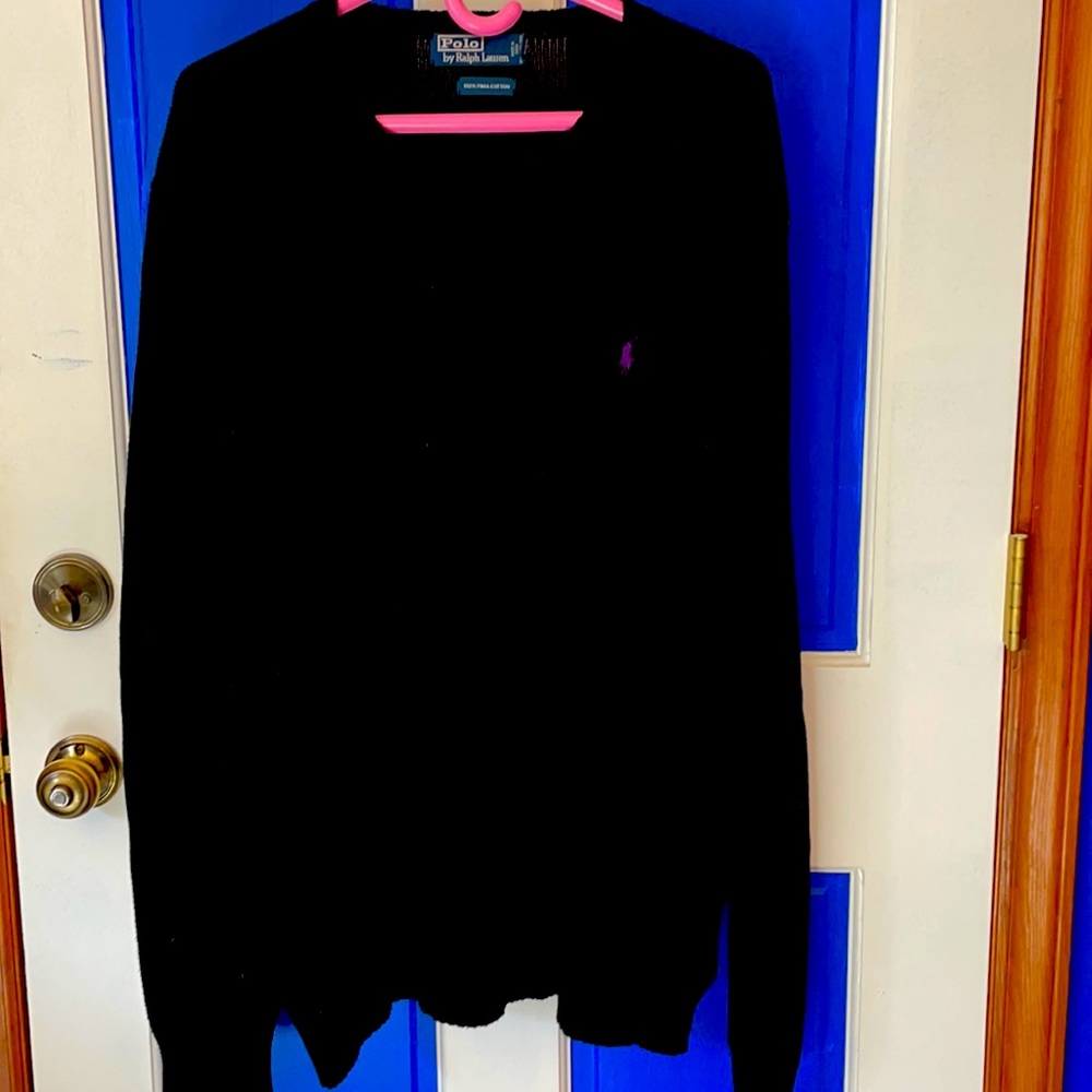 NWOT jet black cotten RL cotton sweater.